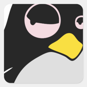 LAZY LINUX TUX PENGUIN SQUARE STICKER