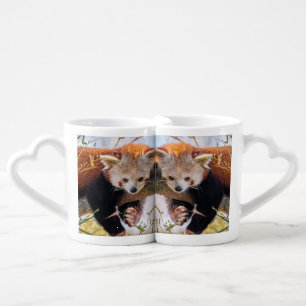 Lazy little red panda coffee mug set