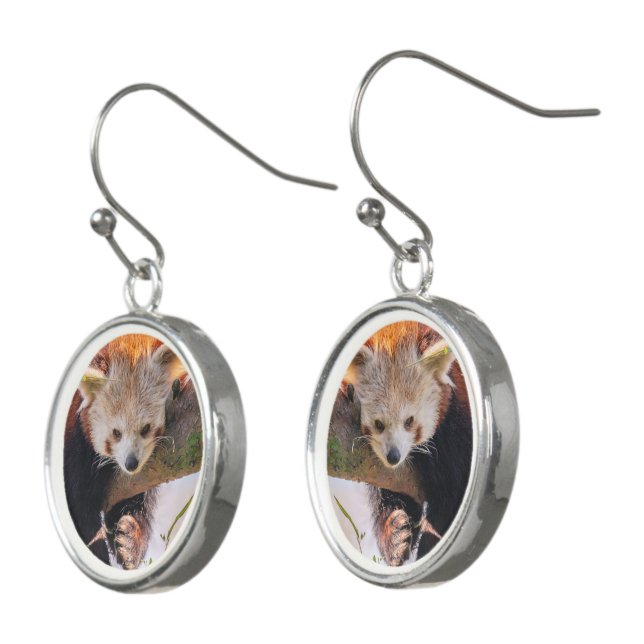 Lazy little red panda earrings (Angled)
