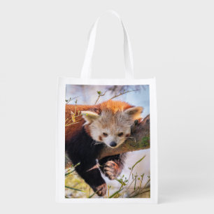 Lazy little red panda grocery bag