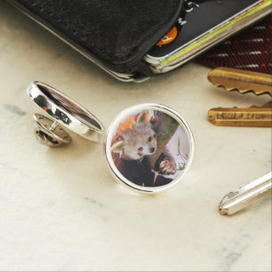 Lazy little red panda lapel pin