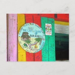 Lazy Lizard Sign on Caye Caukler Belize Postcard