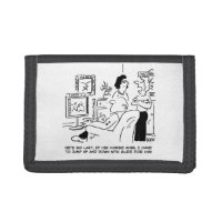 Lazy Man Watches Horse Racing on Television Trifold Wallet