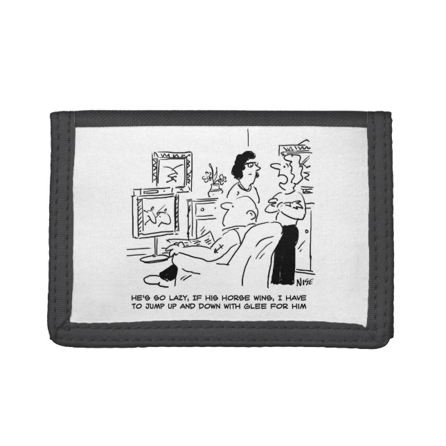 Lazy Man Watches Horse Racing on Television Trifold Wallet (Front)