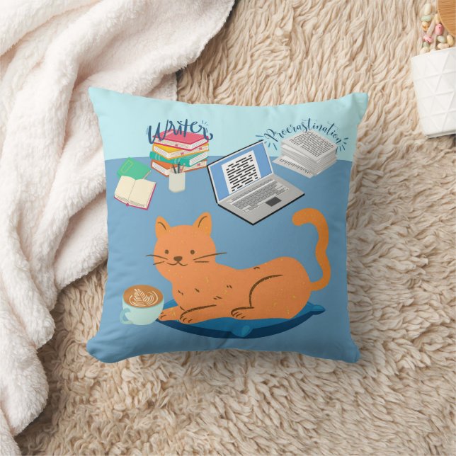 Lazy Orange Cat Throw Pillow (Blanket)