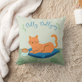 Lazy Orange Cat Throw Pillow