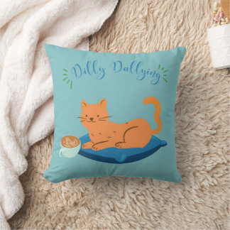 Lazy Orange Cat Throw Pillow