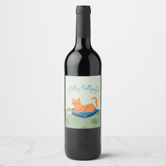 Lazy Orange Cat Wine Label (Front)