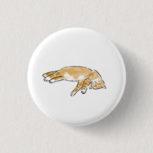Lazy Orange Tabby Cat Gift for Pet Owners Button