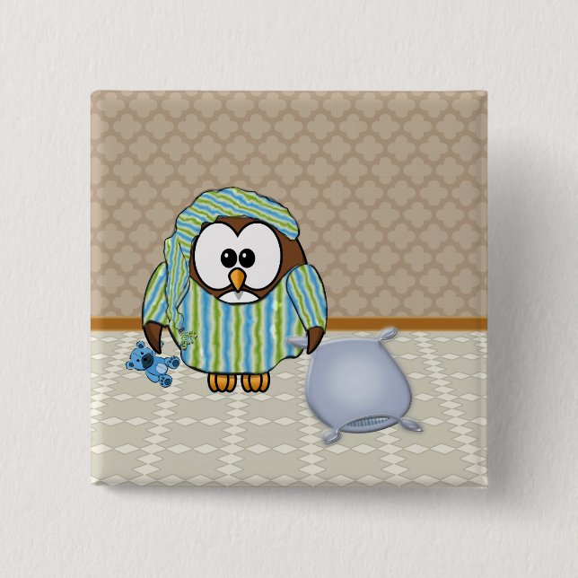 lazy owl - I don't do Mondays! Button (Front)