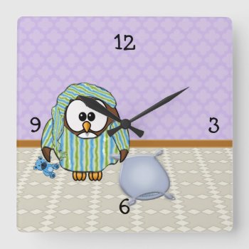 Lazy Owl - I Don't Do Mondays! Square Wall Clock by just_owls at Zazzle