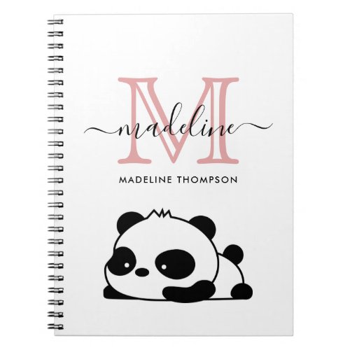 Lazy Panda Blush Pink Monogram Script Notebook