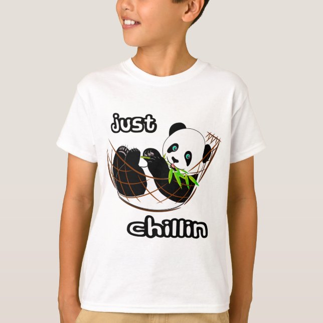 Lazy Panda Chillin White Boys T-shirt (Front)