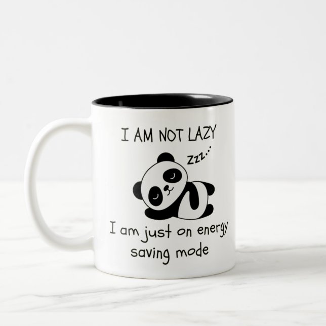 lazy panda funny Two-Tone coffee mug (Left)