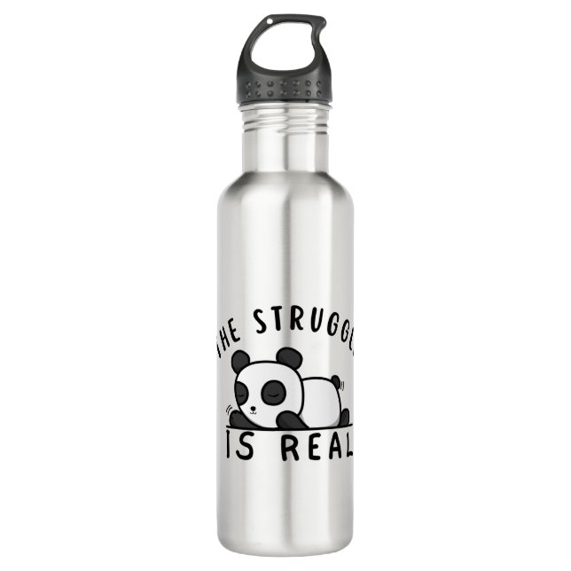 Lazy Panda The Struggle Is Real Stainless Steel Water Bottle (Front)
