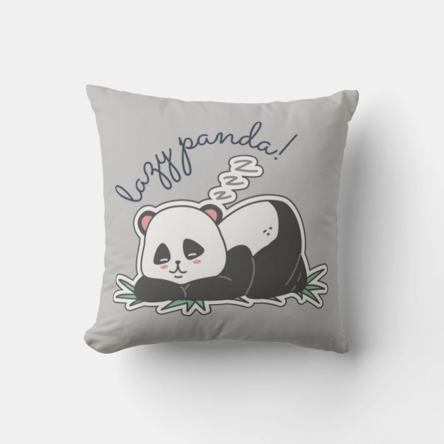 Lazy Panda Throw Pillow (Front)