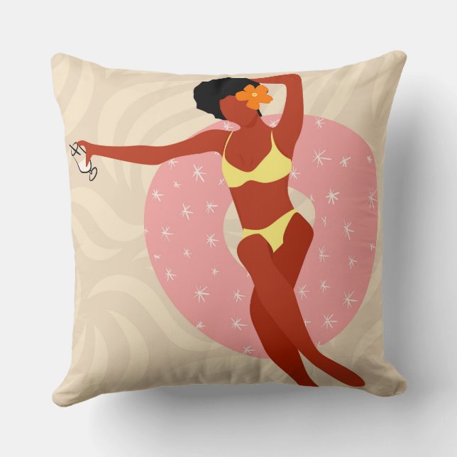Lazy Pool Day Throw Pillow (Back)
