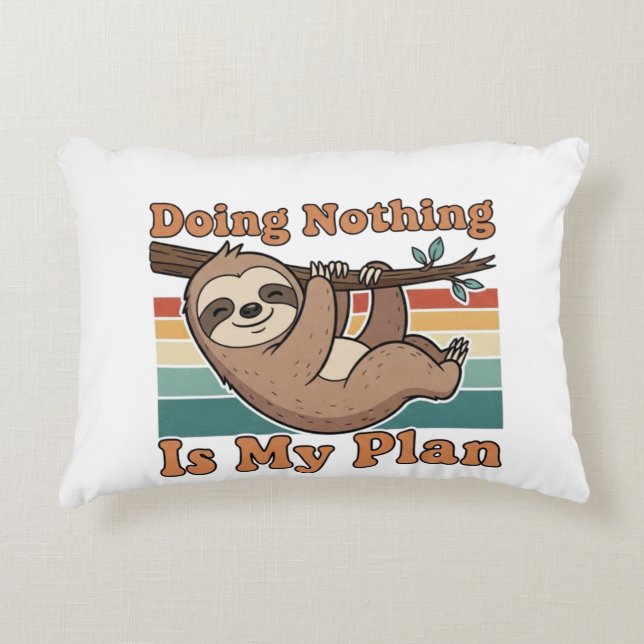 Lazy Retro Sloth Quote Rectangular Pillow (Front)