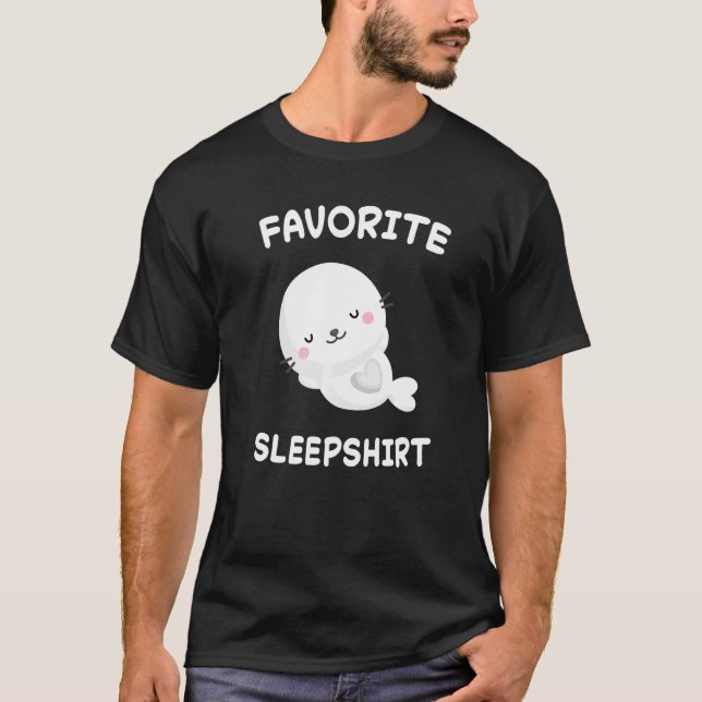 Lazy Seal Seals Nap Sleeping Sleep Pajamas Pajama T-Shirt (Front)
