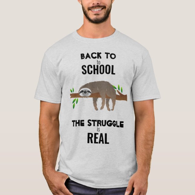 Lazy Sleeping Sloth Back to School T-Shirt (Front)