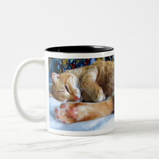 Lazy Sleepy Ginger Cat Two-Tone Coffee Mug