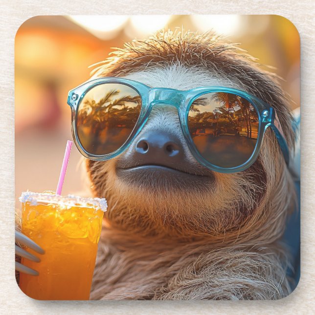 Lazy Sloth Beverage Coaster (Front)