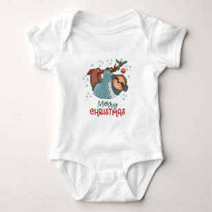 Lazy Sloth Christmas Baby Bodysuit
