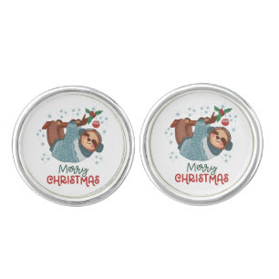 Lazy Sloth Christmas  Cufflinks