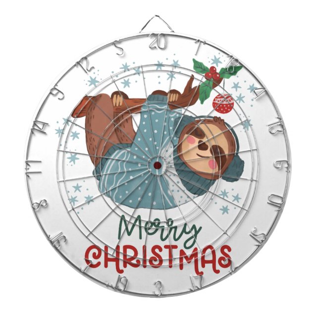 Lazy Sloth Christmas  Dart Board (Front)