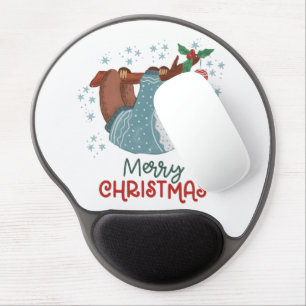 Lazy Sloth Christmas Gel Mouse Pad