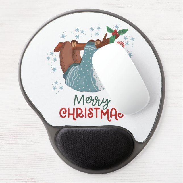 Lazy Sloth Christmas  Gel Mouse Pad (Left Side)