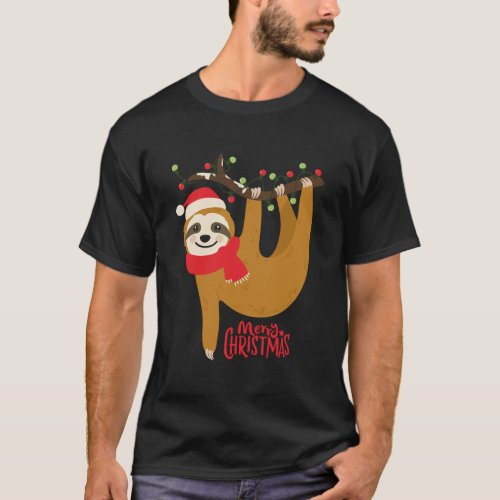 Lazy Sloth Christmas Merry Sloth Christmas T_Shirt