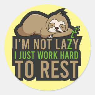 Lazy Sloth Classic Round Sticker