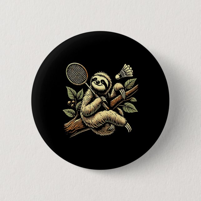 Lazy Sloth Dminton Player Shuttle 1  Button (Front)