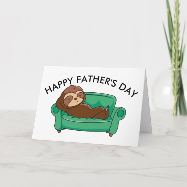 Lazy Sloth Funny Fathers Day Personalized Card (Front)