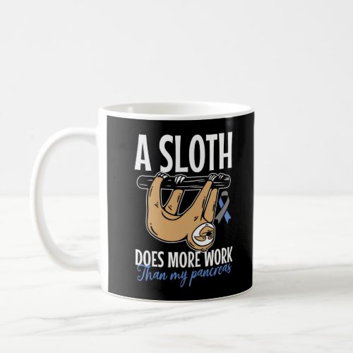 Lazy Sloth Funny Pancreas T1D Diabetes Coffee Mug
