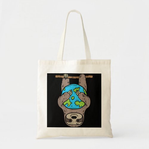 Lazy Sloth Hug Planet Earth Day Cute Animal Lover  Tote Bag