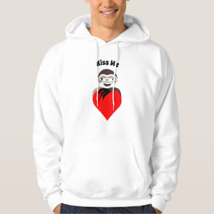 Lazy Sloth Hugging a Red Love Heart Hoodie