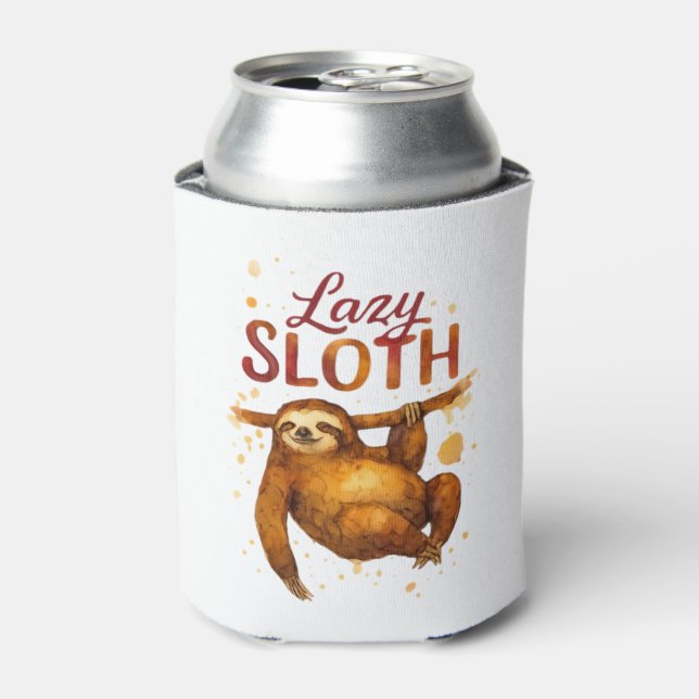 Lazy Sloth in Alcohol Ink Classic T-Shirt Can Cooler (Can Front)