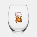 Lazy Sloth in Alcohol Ink Classic T-Shirt Stemless Wine Glass