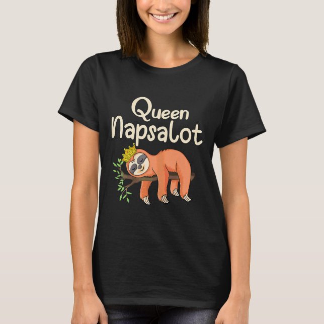 Lazy Sloth Nap Sarcastic Meme Queen T-Shirt (Front)