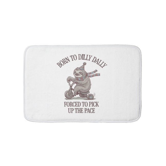Lazy Sloth Retro Bike Cartoon Bath Mat (Front)
