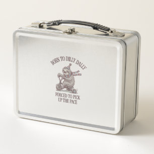 Lazy Sloth Retro Bike Cartoon Metal Lunch Box