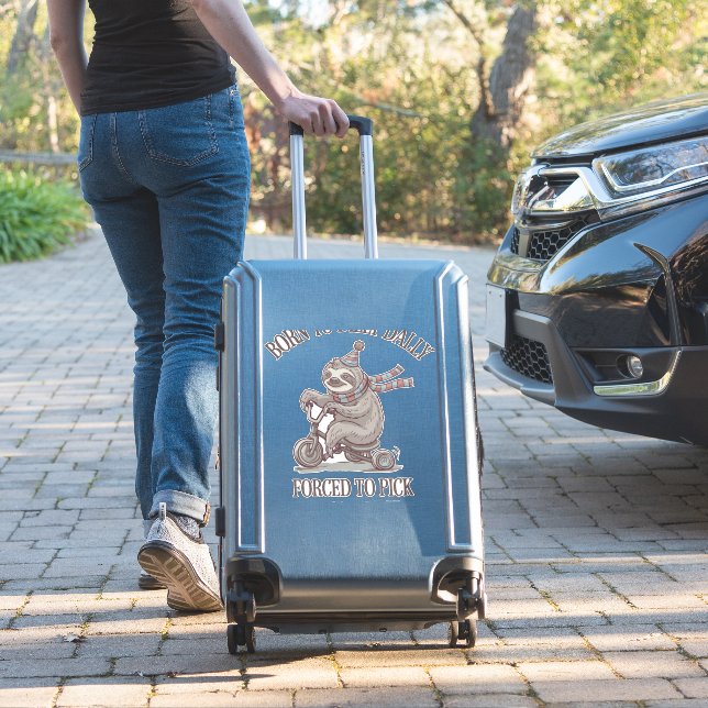 Lazy Sloth Retro Bike Cartoon Sticker (Suitcase Insitu)