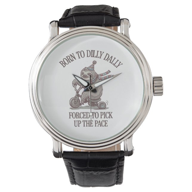 Lazy Sloth Retro Bike Cartoon Watch (Front)