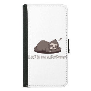 Lazy Sloth – Sleep Is My Superpower Funny Quote Samsung Galaxy S5 Wallet Case