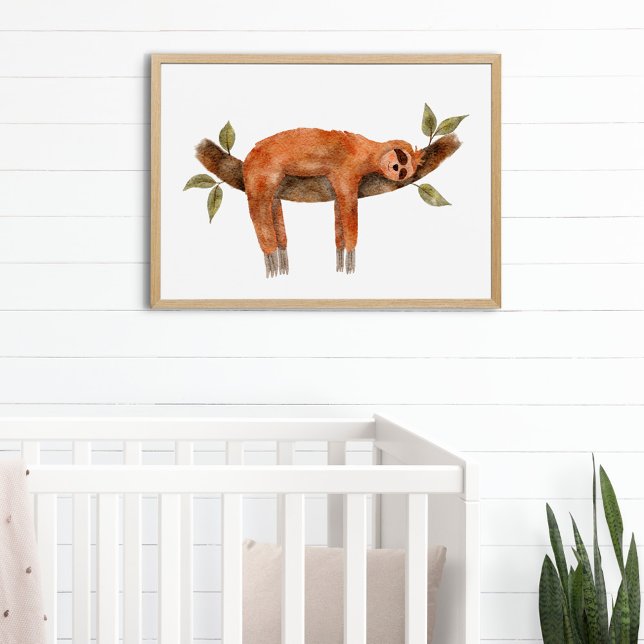 Lazy Sloth Watercolor Art Print (Creator Uploaded)