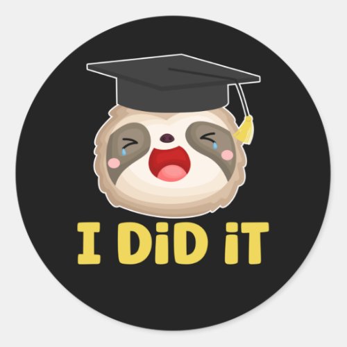 Lazy Student Graduate Sloth Graduation Classic Round Sticker