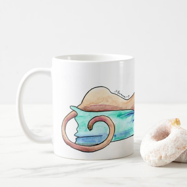 Lazy Sunday Greyhound Illustration Mug (With Donut)