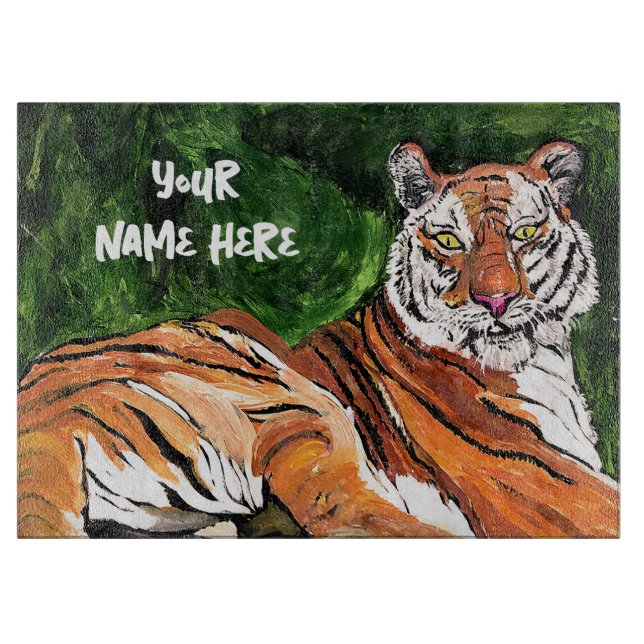 Lazy Tiger Personalized Cutting Board (Front)